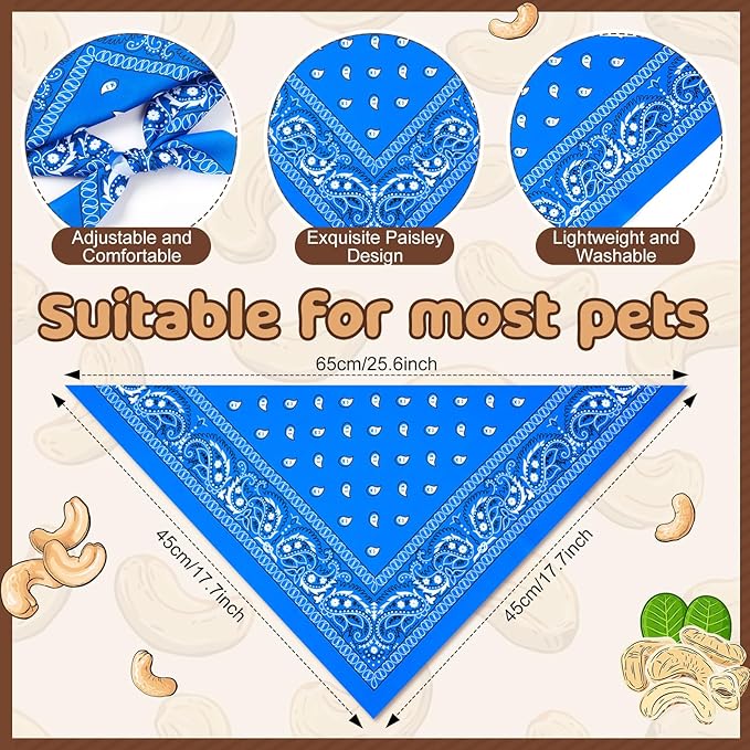 Sanwuta 50 Pcs Paisley Dog Bandanas Bulk Western Cowboy Bandanas - Image 3
