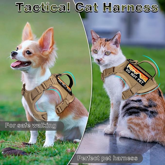 Tactical Cat Harness for Walking, Adjustable Escape Proof Pet Vest for Large Cat - Image 3