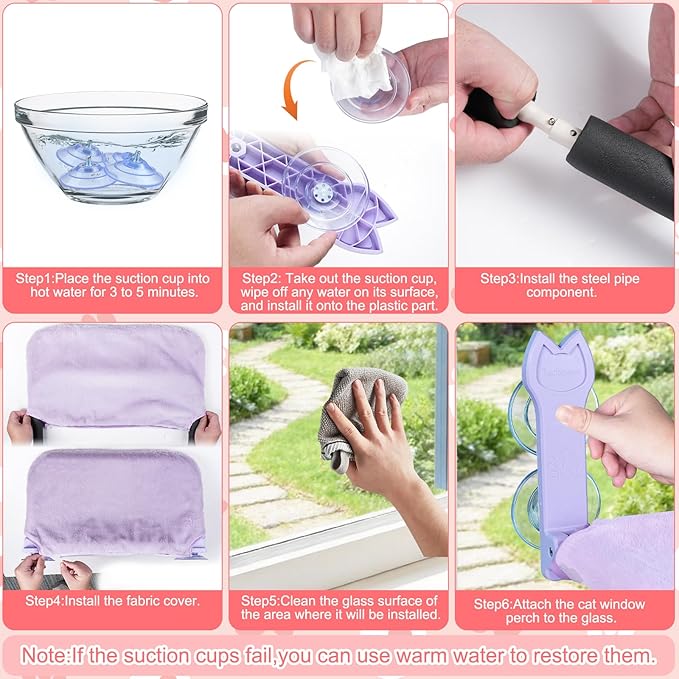 2 Pack Cat Window Perch, Cat Window Hammock Cordless Foldable Window Bed - Image 6