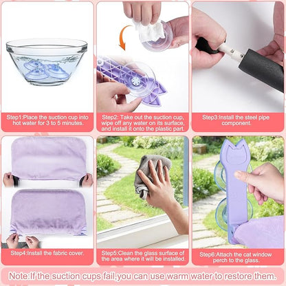 2 Pack Cat Window Perch, Cat Window Hammock Cordless Foldable Window Bed - Image 6