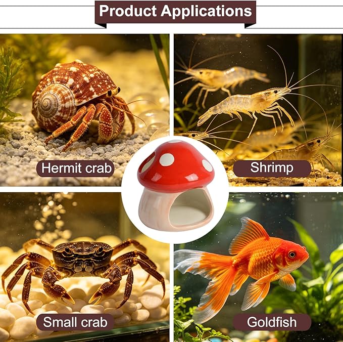Cute Aquarium Mushroom House Betta Fish Tank Accessory Decor Mini Ceramic Fish - Image 6