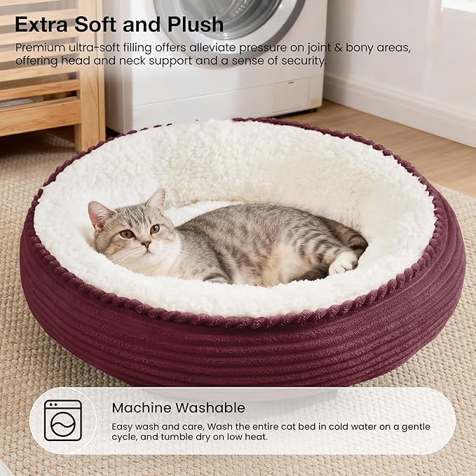 Love's cabin Round Donut Cat and Dog Cushion Bed, 20in Pet Bed - Image 7