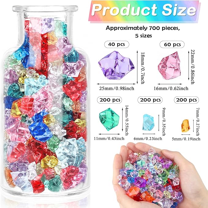 700Pcs Fake Ice Cubes 5 Size Acrylic Ice - Image 2