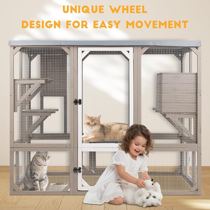 Ketive Catio Outdoor Cat Enclosure, Wooden Cat Catio, Large Weatherproof Cats - Image 6