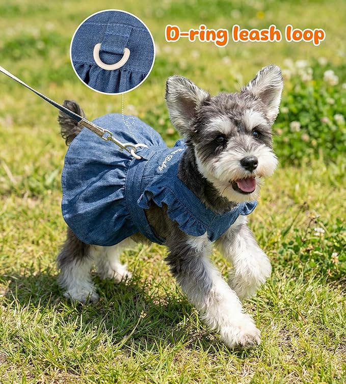Denim Cat Dog Dress Clothes for Small Dogs - Image 3