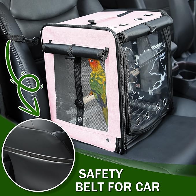 Bird Carrier with Seat Belt for Car Travel, Bird Backpack Carrier with - Image 2