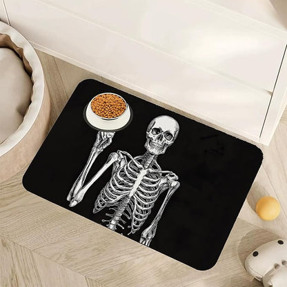 Funny Skull Skeleton Dog Food Mat by Unknown