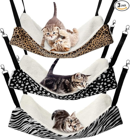 BBTO 3 Pcs Reversible Pet Hammock Soft Plush Cat Hanging Hammock Guinea Pig Bed by BBTO
