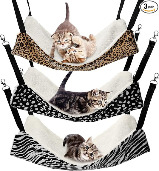 BBTO 3 Pcs Reversible Pet Hammock Soft Plush Cat Hanging Hammock Guinea Pig Bed by BBTO