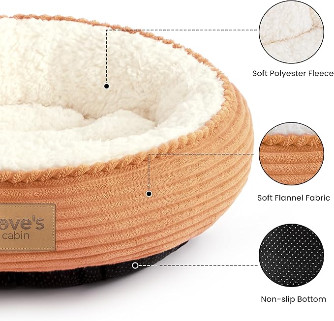 Love's cabin Round Donut Cat and Dog Cushion Bed, 20in Pet Bed - Image 2