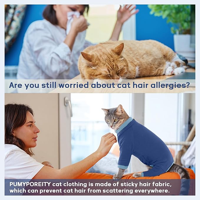 PUMYPOREITY Cat Hair Sticky Shirt – Breathable & Lightweight, Prevents Licking - Image 2