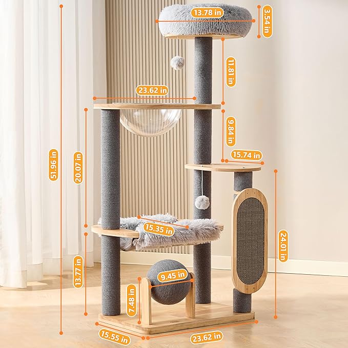 HITTITE Solid Wood Cat Tree Tower - Image 9