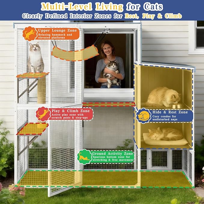 PetsCosset Large Catio Outdoor Cat Enclosure Large Cat House - Image 4