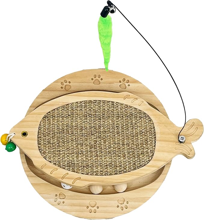 Cat Scratcher with Natural Sisal Pad, 3-in-1 Cat Scratching Board, 2-Tier by britepaws