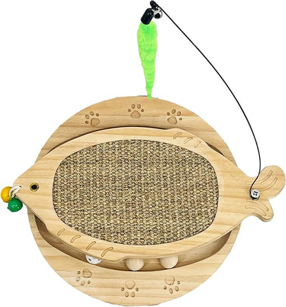 Cat Scratcher with Natural Sisal Pad, 3-in-1 Cat Scratching Board, 2-Tier by britepaws