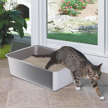 Stainless Steel Litter Box 2 Pack, Non Stick No Smell Cat Litterbox - Image 4