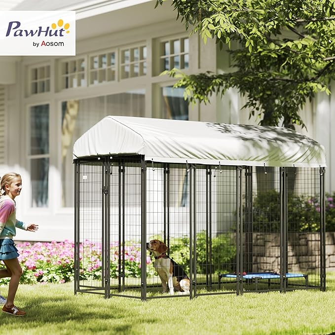 PawHut Outdoor Dog Kennel with Roof, UV-Resistant & Waterproof Cover, - Image 2