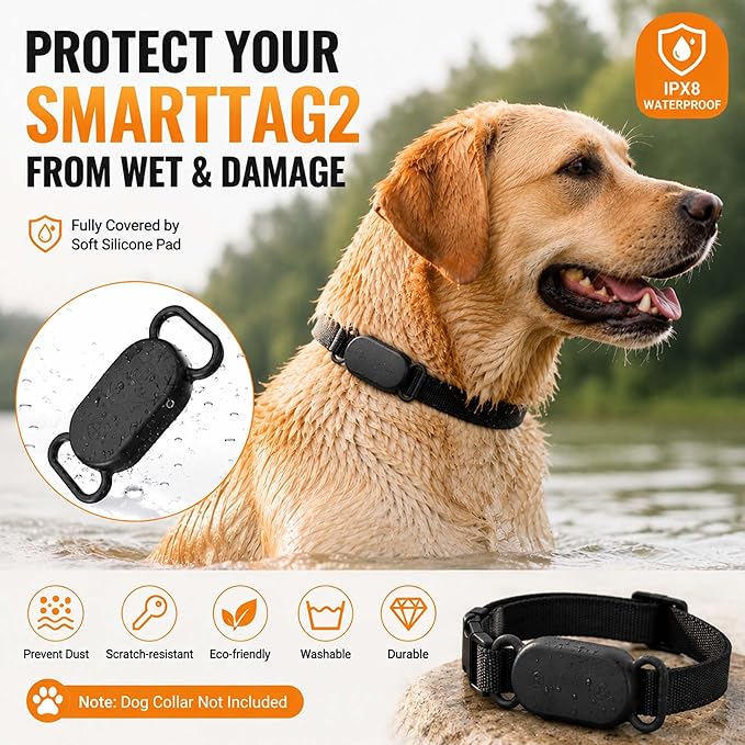 Dog Collar Holder for Galaxy Smarttag2, Waterproof Silicone Case for Pet Cat - Image 3