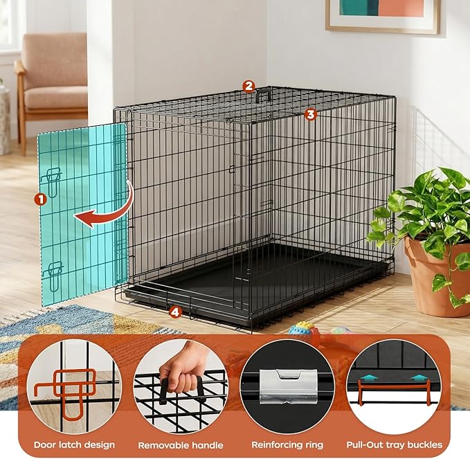 BestPet | Dog Crate | 48" | Black | Foldable Metal Kennel - Image 5