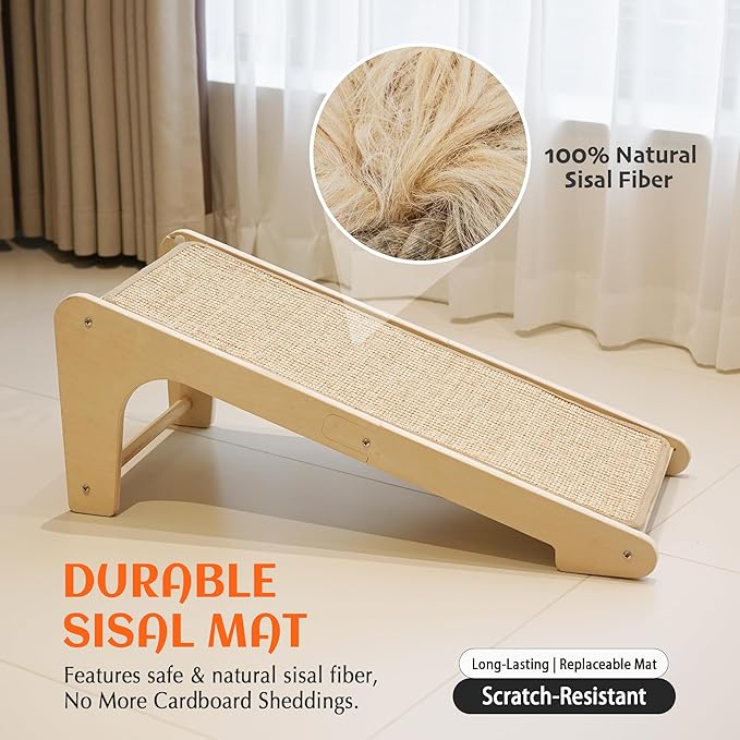 PETKARAY Cat Scratcher, Sisal Scratching Ramp, L Shape Scratch Pad - Image 3