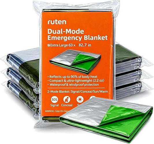 Ruten Double-Sided Green/Silver Thermal Emergency Blanket by RutenTactical