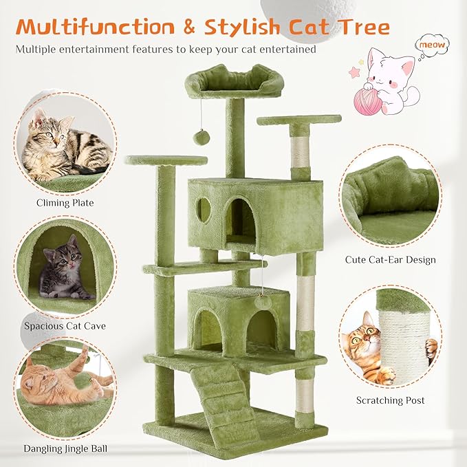DUMOS 54 Inch Cat Tree Tower, Indoor Multi-Level Pet House - Image 2
