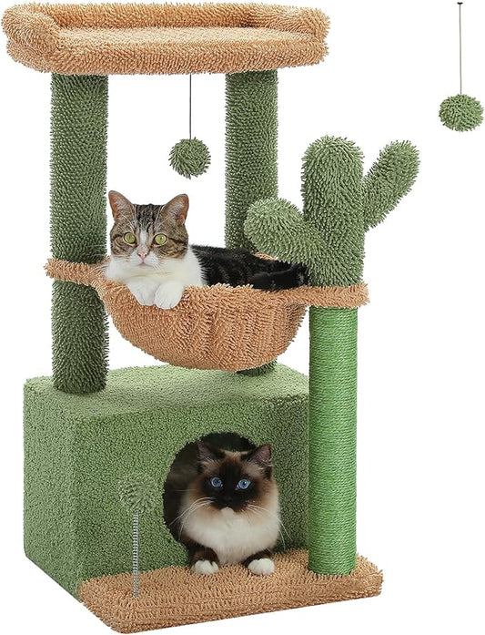 PEQULTI 4-in-1 Cactus Cat Tree, Cat Scratching Post by PEQULTI