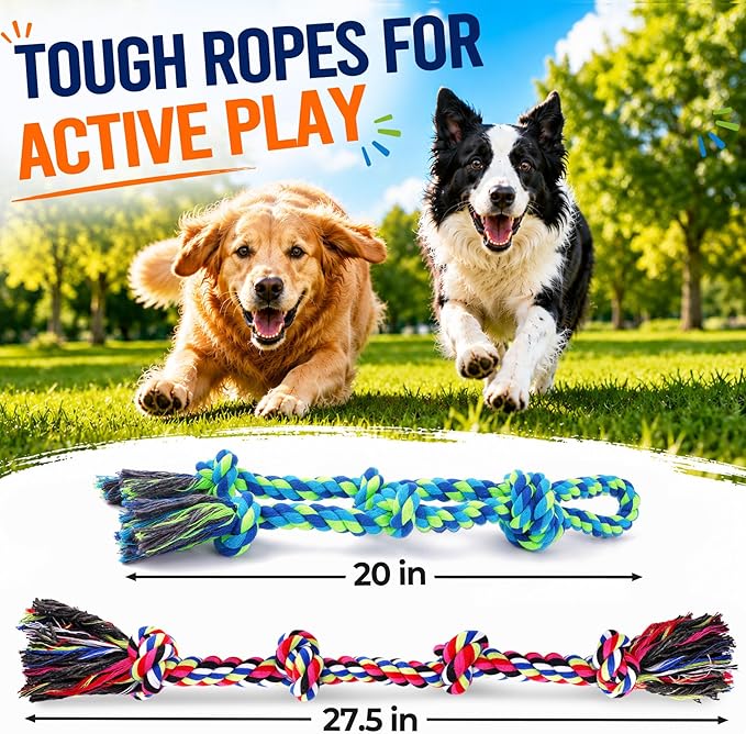 Tough Dog Rope Toys for Aggressive Chewers, Tough Tug of War Dog Toys for Large - Image 3