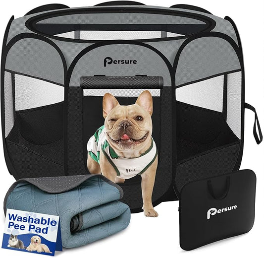 Dog Cat Playpen Indoor Outdoor for Puppy Pet Dogs Cat Recovery After Surgery by PERSURE