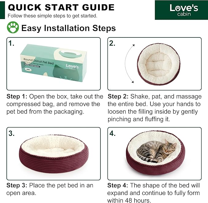 Love's cabin Round Donut Cat and Dog Cushion Bed, 20in Pet Bed - Image 8