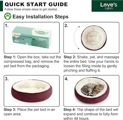 Love's cabin Round Donut Cat and Dog Cushion Bed, 20in Pet Bed - Image 8