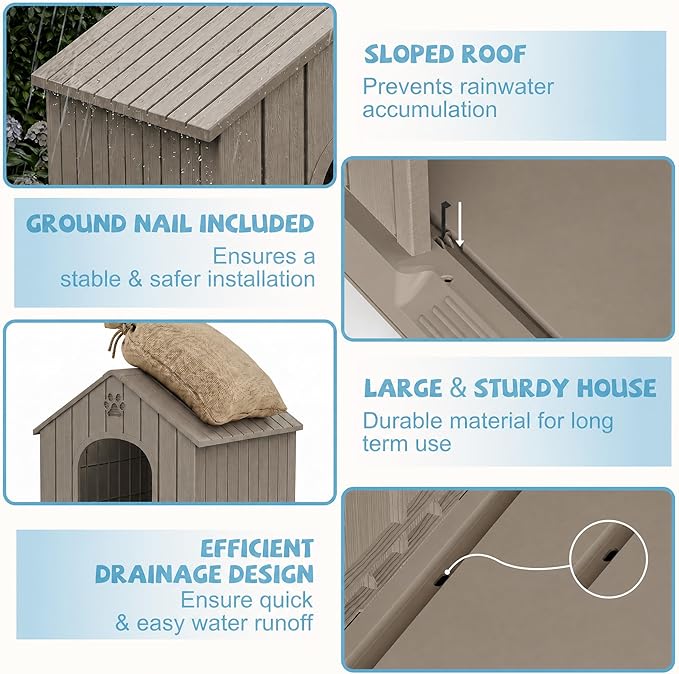EFU Large Dog House Outdoor Indoor, Waterproof Puppy Dog House - Image 4