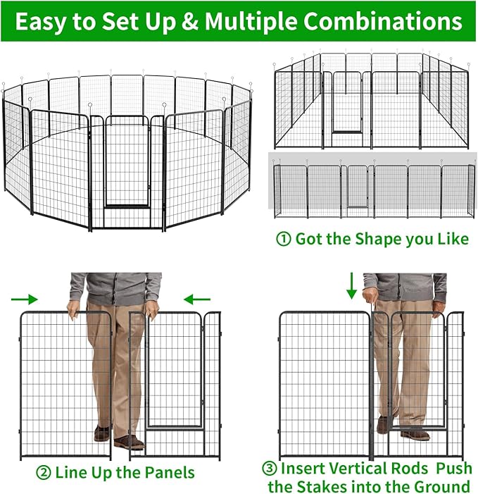 Kfvigoho Dog Playpen Outdoor Extra Wide 16 Piece Panels Heavy Duty Dog Fence - Image 7