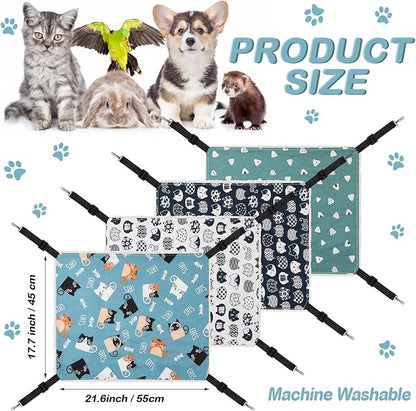 4 Pack Cat Hammock for Cage, Reversible Cat Hanging Hammock Soft Large Double - Image 2