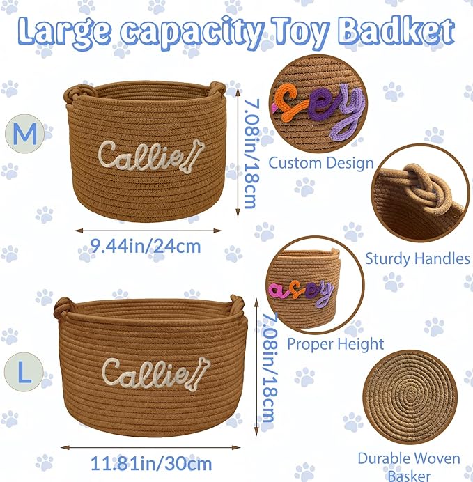 Personalized Dog Cat Toy Basket - Image 5