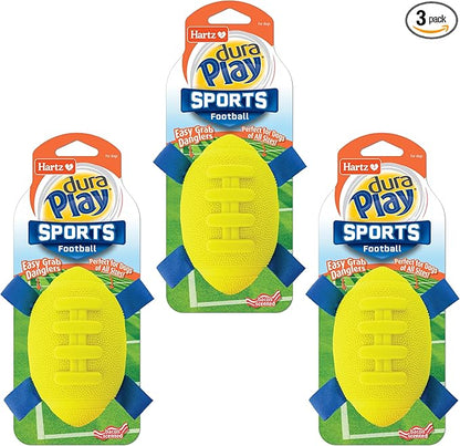 Hartz Dura Play Sports Football Dog Toy, Bacon Scented Squeaky Latex Yellow & by Hartz