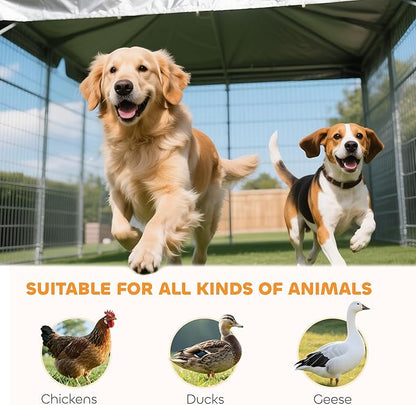 PawHut 4.6' x 4.6' x 5' Outdoor Dog Kennel, Welded Wire Dog Kennel Outside Run - Image 8
