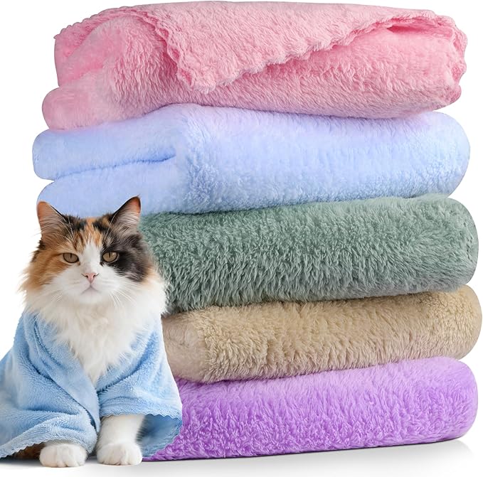 DuckSky 5Pcs 29.5 x 13.77'' Cat Towels Microfiber Pack Bulk, Quick Drying by DuckSky