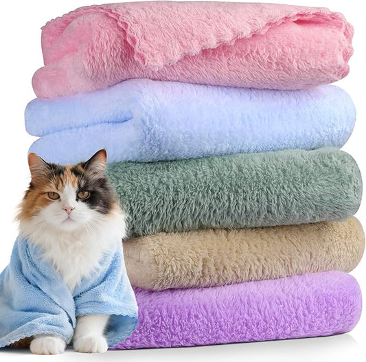 DuckSky 5Pcs 29.5 x 13.77'' Cat Towels Microfiber Pack Bulk, Quick Drying by DuckSky