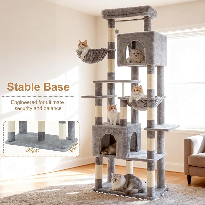 Heybly Cat Tree, 76-Inch Tall Heavy Duty Cat Tower - Image 3