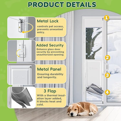 3 Flap Large Dog Door for Sliding Glass Door, Openable Pet Door for Sliding - Image 6