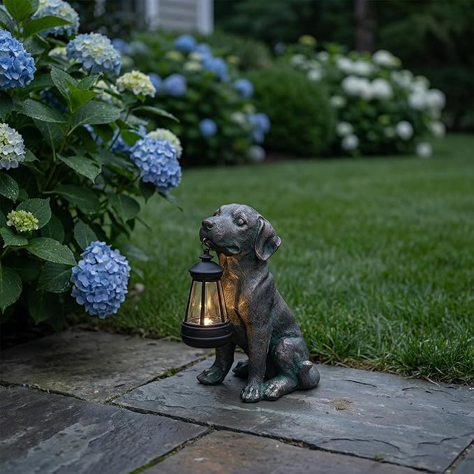 Dog Statue with Solar Lantern - Image 4