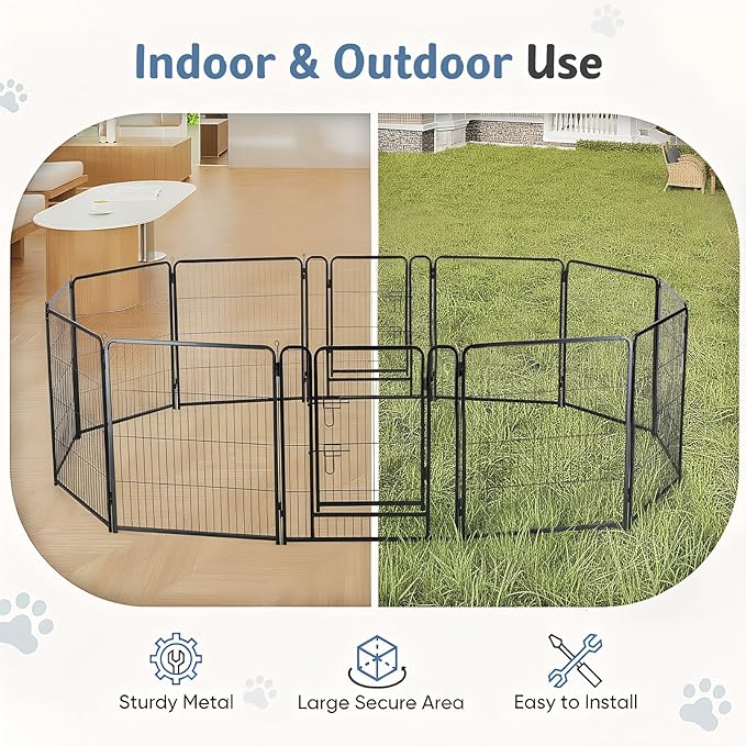 DUMOS Dog Playpen Indoor, Metal 32 Inch 12 Panels Foldable Pet Fence - Image 4
