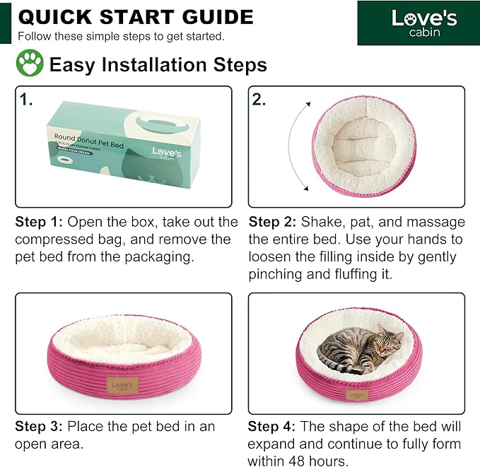 Love's cabin Round Donut Cat and Dog Cushion Bed, 20in Pet Bed - Image 8