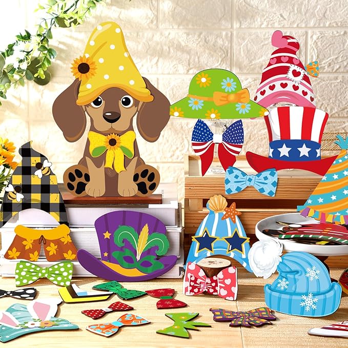 42 Pcs Small Interchangeable Dog Sign Holiday Summer Decor Seasonal Table - Image 4