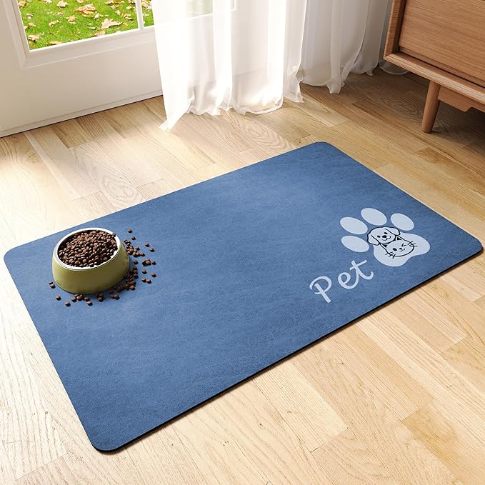 Dog Cat Feeding Mat-Absorbent Pet Bowl Mat by RUEYA