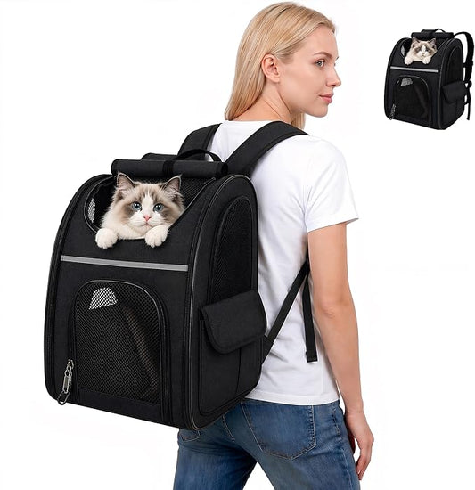 Expandable Cat Backpack Carrier Airline Approved Pet Travel Backpack by PetTemp