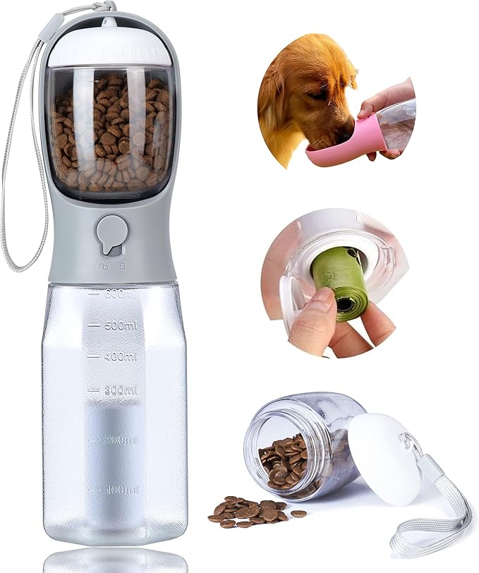 Dog Water Bottle with Food Container, Portable Pet Dog Water Dispenser by AVELORA