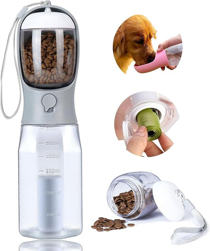 Dog Water Bottle with Food Container, Portable Pet Dog Water Dispenser by AVELORA