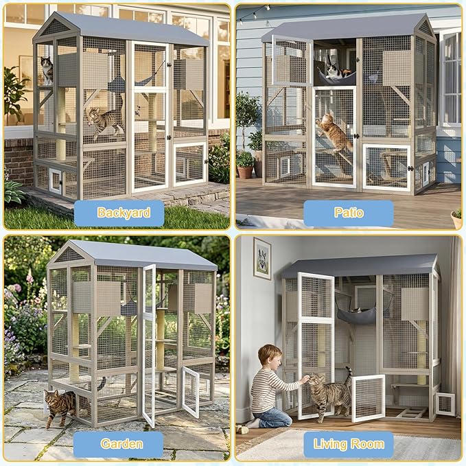 Ketive Catio Outdoor Cat Enclosure Large Walk-in Cat House - Image 7
